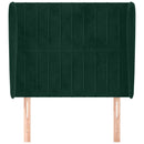 sengegavl med kanter 93x23x118/128 cm fløjl mørkegrøn