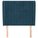 sengegavl med kanter 93x23x118/128 cm fløjl mørkeblå