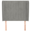 sengegavl med kanter 103x23x118/128 cm fløjl lysegrå