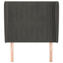 sengegavl med kanter 103x23x118/128 cm fløjl mørkegrå