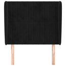sengegavl med kanter 103x23x118/128 cm fløjl sort