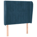 sengegavl med kanter 103x23x118/128 cm fløjl mørkeblå