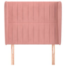 sengegavl med kanter 103x23x118/128 cm fløjl lyserød