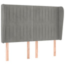 sengegavl med kanter 147x23x118/128 cm fløjl lysegrå
