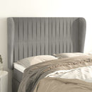 sengegavl med kanter 147x23x118/128 cm fløjl lysegrå