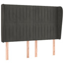 sengegavl med kanter 147x23x118/128 cm fløjl mørkegrå