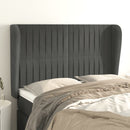 sengegavl med kanter 147x23x118/128 cm fløjl mørkegrå
