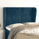 sengegavl med kanter 147x23x118/128 cm fløjl mørkeblå