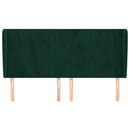 sengegavl med kanter 163x23x118/128 cm fløjl mørkegrøn