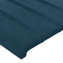 sengegavl med kanter 163x23x118/128 cm fløjl mørkeblå