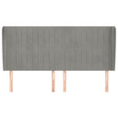 sengegavl med kanter 183x23x118/128 cm fløjl lysegrå