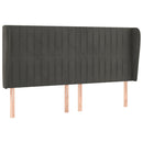 sengegavl med kanter 183x23x118/128 cm fløjl mørkegrå