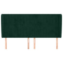 sengegavl med kanter 203x23x118/128 cm fløjl mørkegrøn