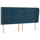 sengegavl med kanter 203x23x118/128 cm fløjl mørkeblå