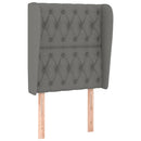 sengegavl med kanter 83x23x118/128 cm stof mørkegrå