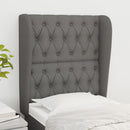 sengegavl med kanter 83x23x118/128 cm stof mørkegrå