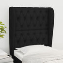 sengegavl med kanter 83x23x118/128 cm stof sort