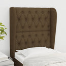 sengegavl med kanter 83x23x118/128 cm stof mørkebrun