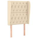 sengegavl med kanter 83x23x118/128 cm stof cremefarvet