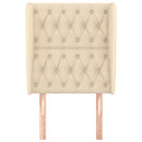 sengegavl med kanter 83x23x118/128 cm stof cremefarvet