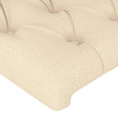 sengegavl med kanter 83x23x118/128 cm stof cremefarvet