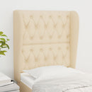 sengegavl med kanter 83x23x118/128 cm stof cremefarvet