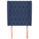 sengegavl med kanter 83x23x118/128 cm stof blå