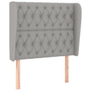 sengegavl med kanter 93x23x118/128 cm stof lysegrå