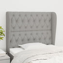 sengegavl med kanter 93x23x118/128 cm stof lysegrå
