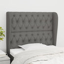 sengegavl med kanter 93x23x118/128 cm stof mørkegrå