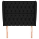 sengegavl med kanter 93x23x118/128 cm stof sort