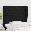 sengegavl med kanter 93x23x118/128 cm stof sort