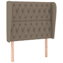 sengegavl med kanter 93x23x118/128 cm stof gråbrun