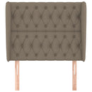 sengegavl med kanter 93x23x118/128 cm stof gråbrun