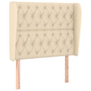 sengegavl med kanter 93x23x118/128 cm stof cremefarvet