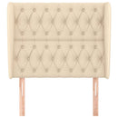 sengegavl med kanter 93x23x118/128 cm stof cremefarvet