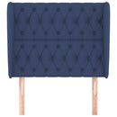 sengegavl med kanter 93x23x118/128 cm stof blå