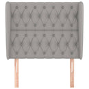 sengegavl med kanter 103x23x118/128 cm stof lysegrå
