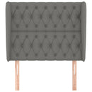 sengegavl med kanter 103x23x118/128 cm stof mørkegrå