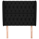 sengegavl med kanter 103x23x118/128 cm stof sort