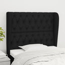 sengegavl med kanter 103x23x118/128 cm stof sort