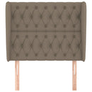 sengegavl med kanter 103x23x118/128 cm stof gråbrun