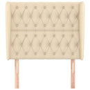 sengegavl med kanter 103x23x118/128 cm stof cremefarvet