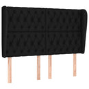 sengegavl med kanter 147x23x118/128 cm stof sort