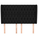sengegavl med kanter 147x23x118/128 cm stof sort