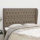 sengegavl med kanter 147x23x118/128 cm stof gråbrun