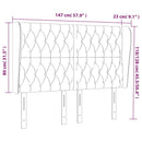sengegavl med kanter 147x23x118/128 cm stof cremefarvet