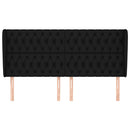 sengegavl med kanter 183x23x118/128 cm stof sort