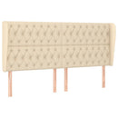 sengegavl med kanter 183x23x118/128 cm stof cremefarvet