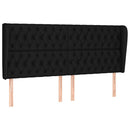 sengegavl med kanter 203x23x118/128 cm stof sort
